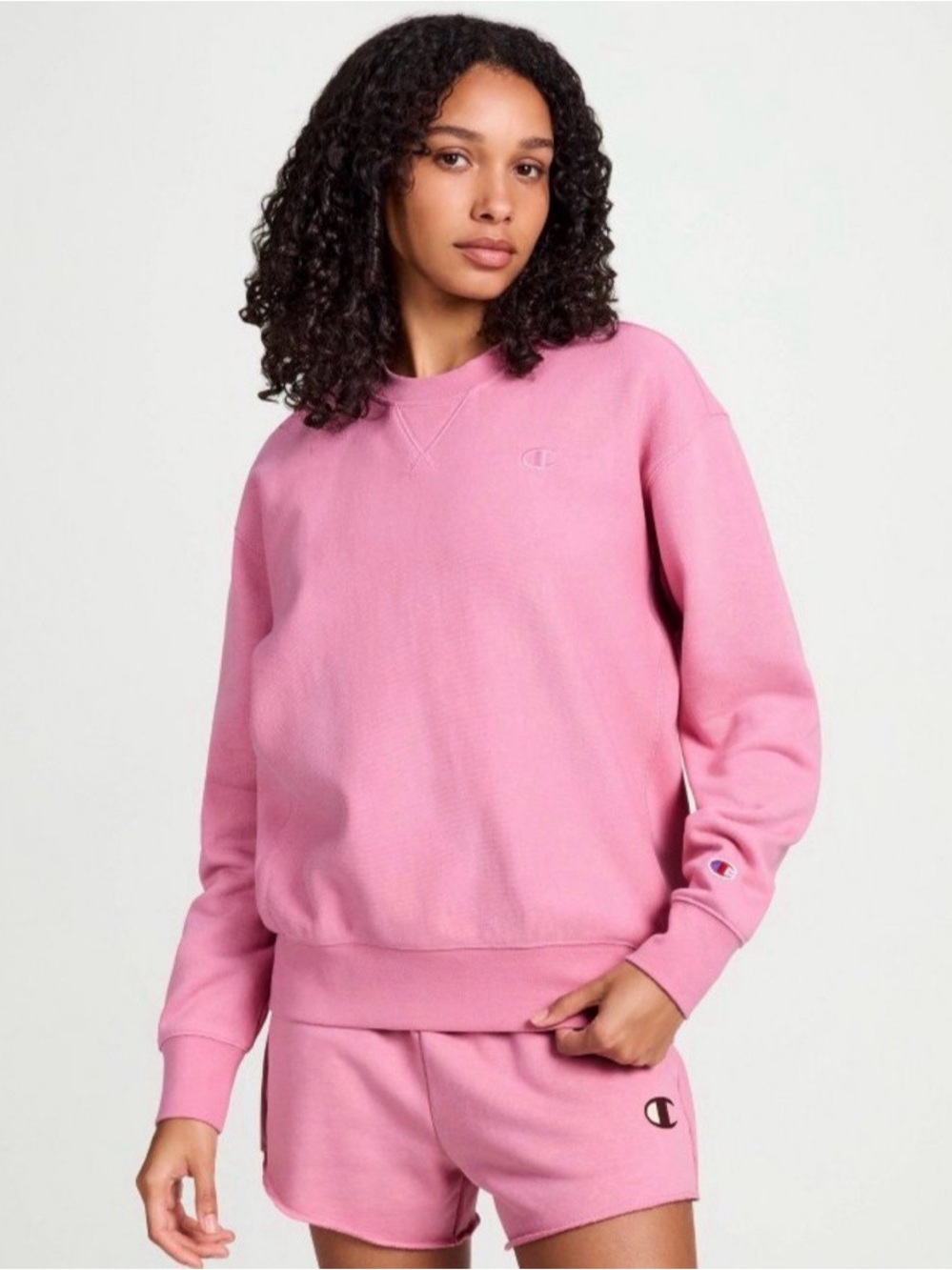 Champion Pink Women's Medium Lightweight Oversized Pullover Crewneck Sweatshirt